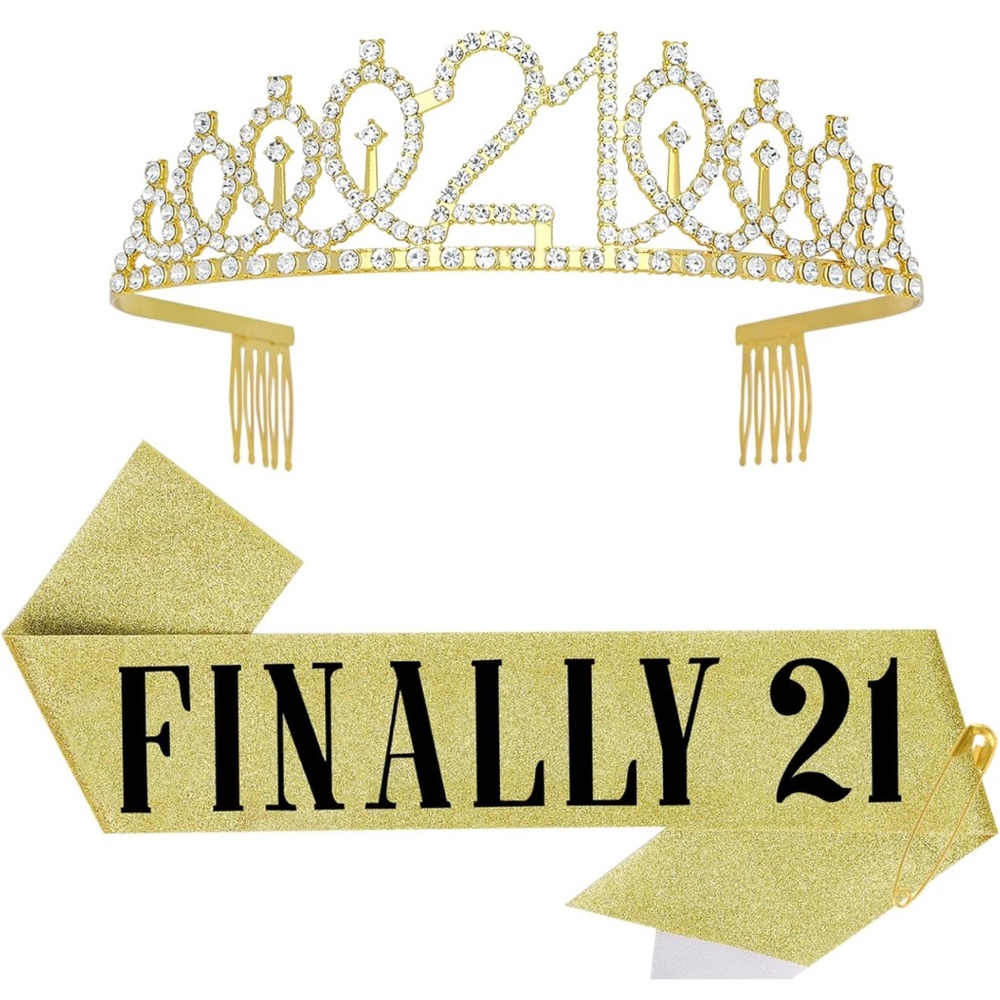 21st Birthday Crown & FINALLY 21st Birthday Sash for Women 21st Birthday